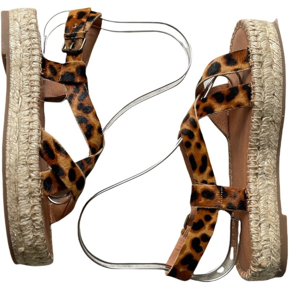 Women’s Sandals Size 8.5 Madewell Espadrille Sandal in Leopard Calf Hair - Picture 7 of 12